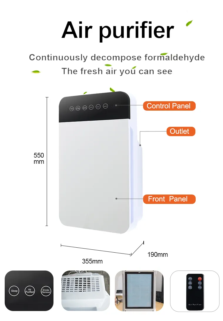 High Quality HEPA Filter UV Light Home Air Purifier with Remote Control