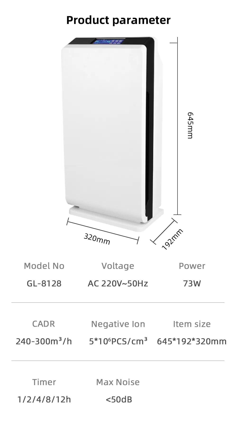 HEPA Filter Air Cleaner Ionizer UVC Air Purifier with Ozone Generators