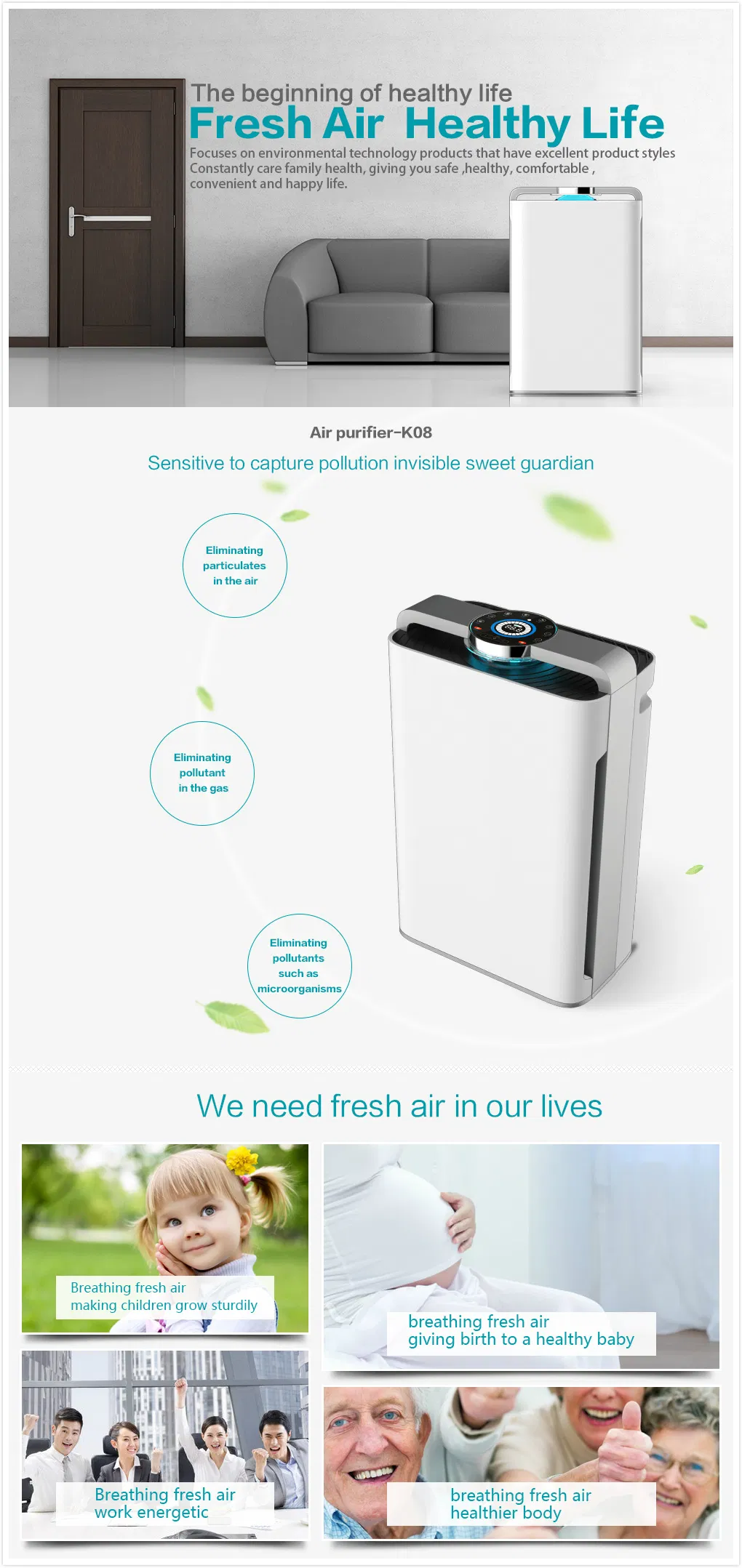 Air Freshener Machine Pm2.5 Air Purifier for Living Room Olansi