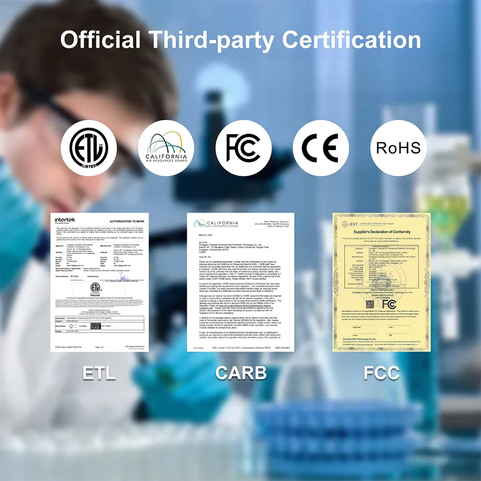 ETL Carb No. Home Office Kids Room True HEPA and Active Carbon Filter UV-C 300 Cadr Air Purifier