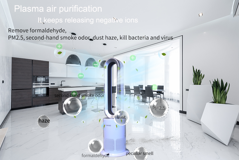 34-Inch Bladeless Fan with HEPA Air Purifier for Home