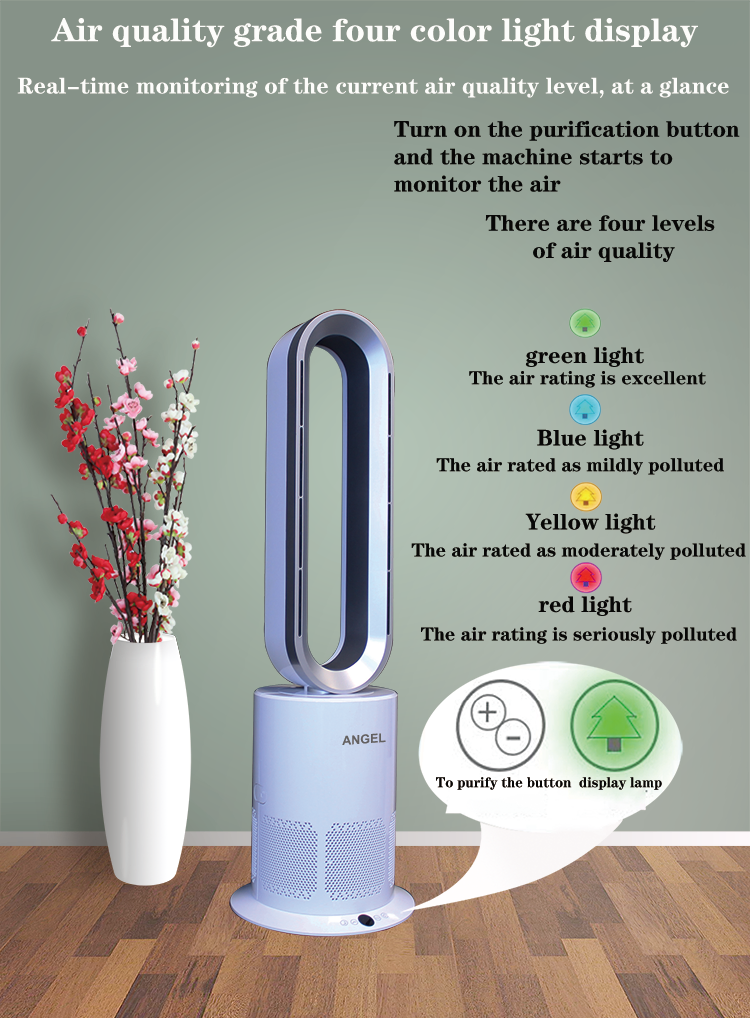 34-Inch Bladeless Fan with HEPA Air Purifier for Home