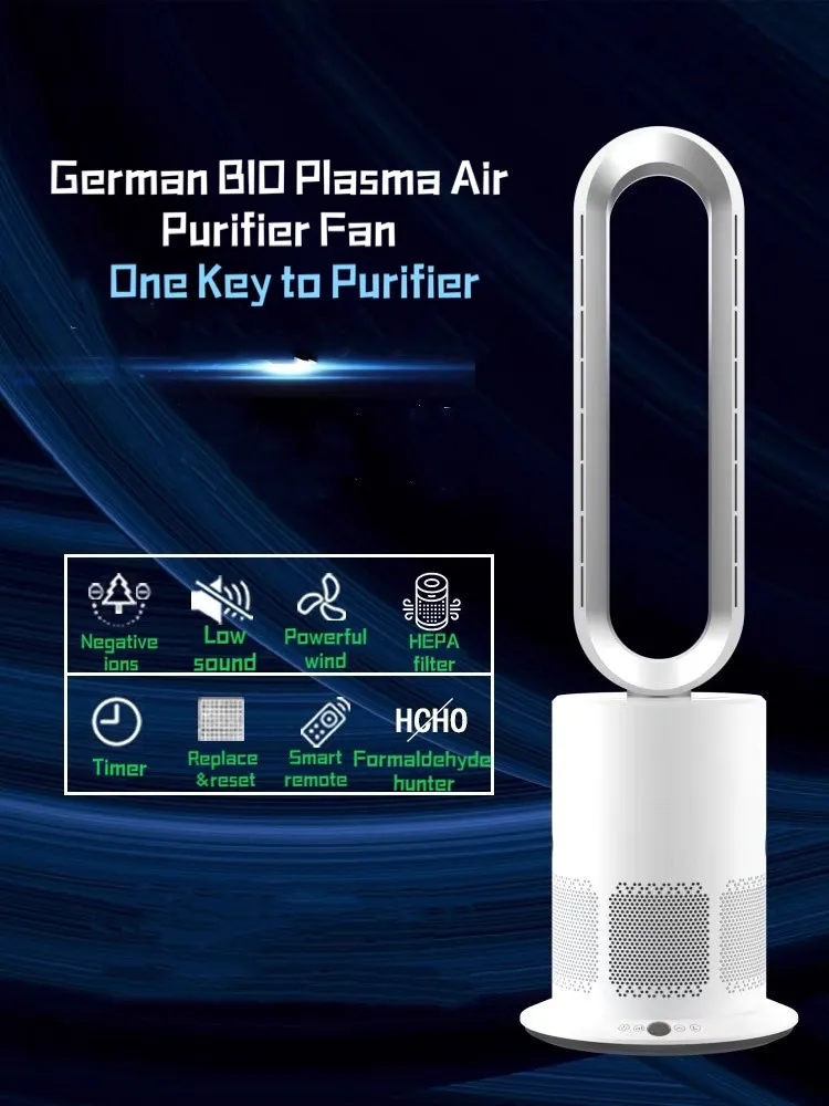 34-Inch Bladeless Fan with HEPA Air Purifier for Home