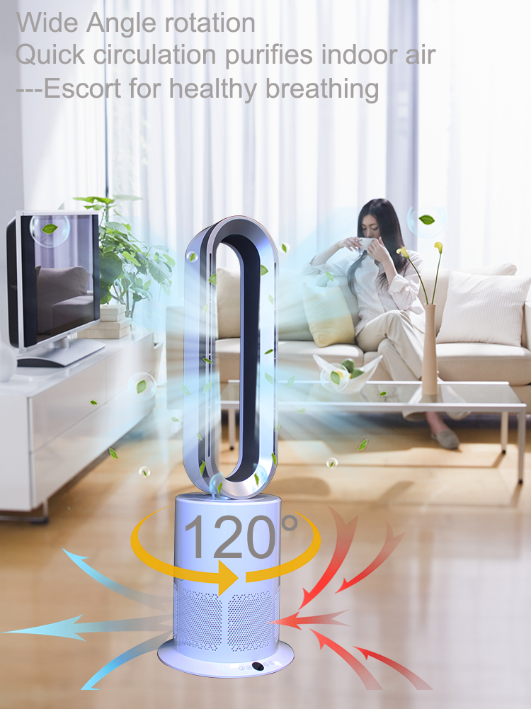 34-Inch Bladeless Fan with HEPA Air Purifier for Home