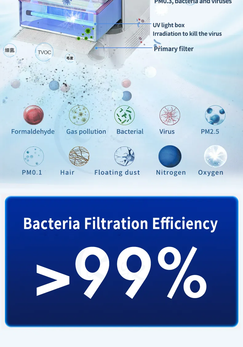 Premium Air Purifier with UV Germicidal Light, Pm2.5 Display & Timer Function