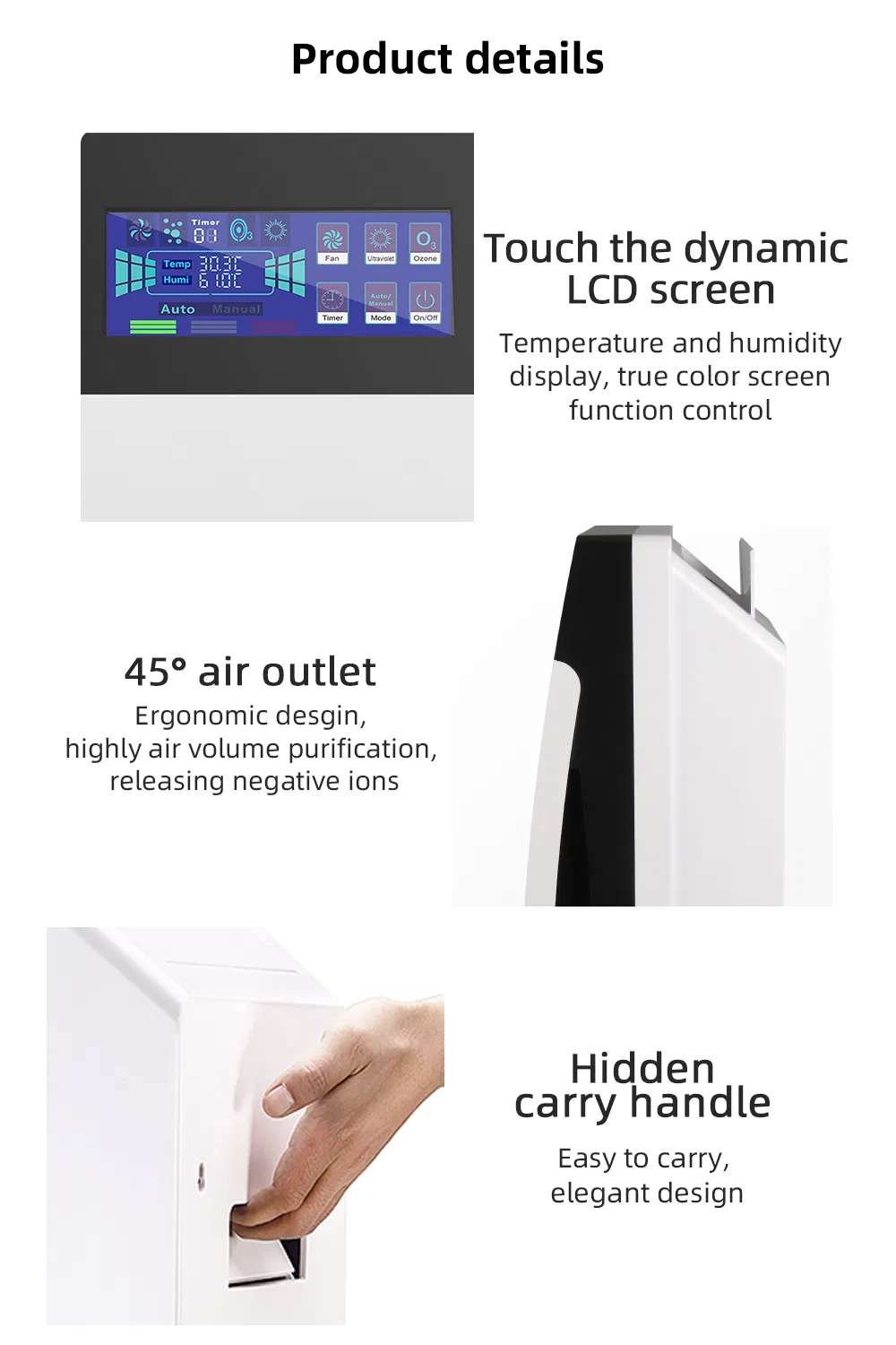 Negative Ion UV Light Ozone HEPA Carbon Coldcatalyst Filter Air Purifier