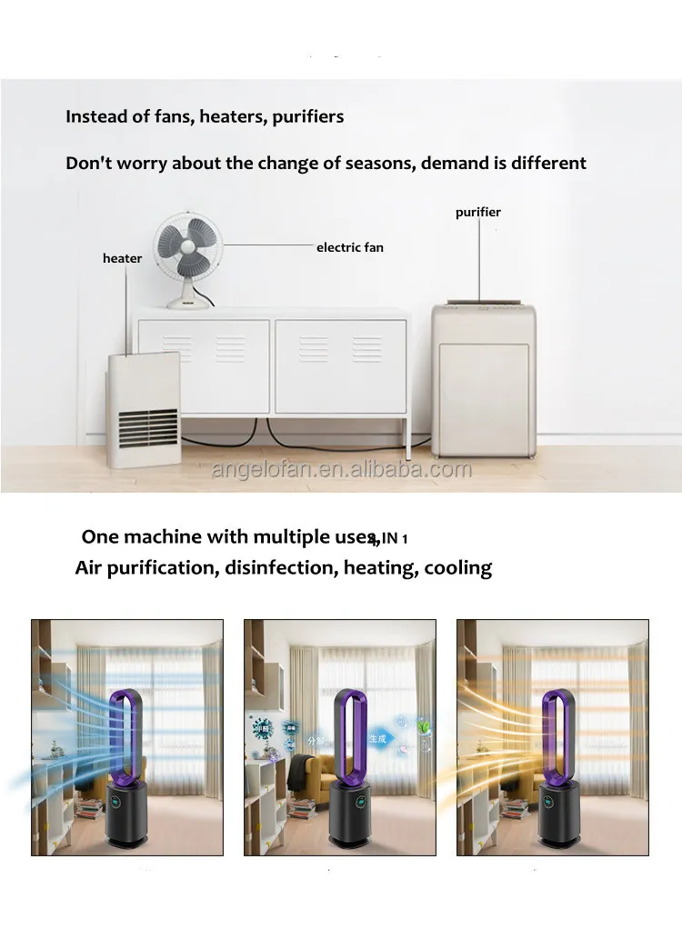 Home Electric Plasma 10 Windspeed Tower Air Cooler Bladeless Fan Air Purifier