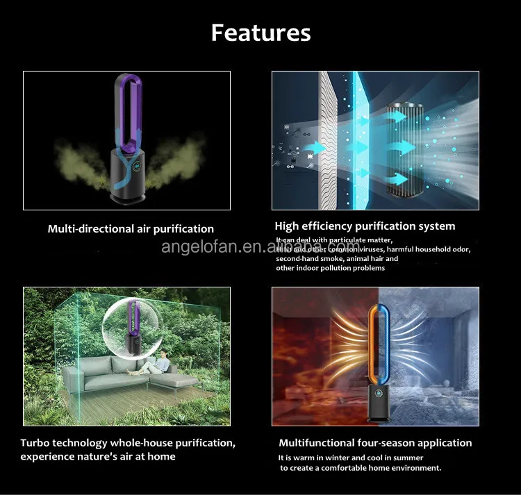 Home Electric Plasma 10 Windspeed Tower Air Cooler Bladeless Fan Air Purifier