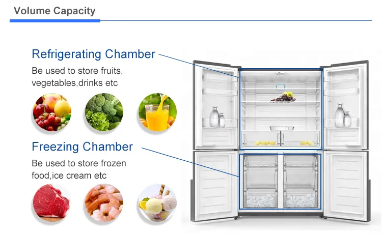 492L Four Door Digital Temperature Control Frost Free Multi Door French Door Refrigerator