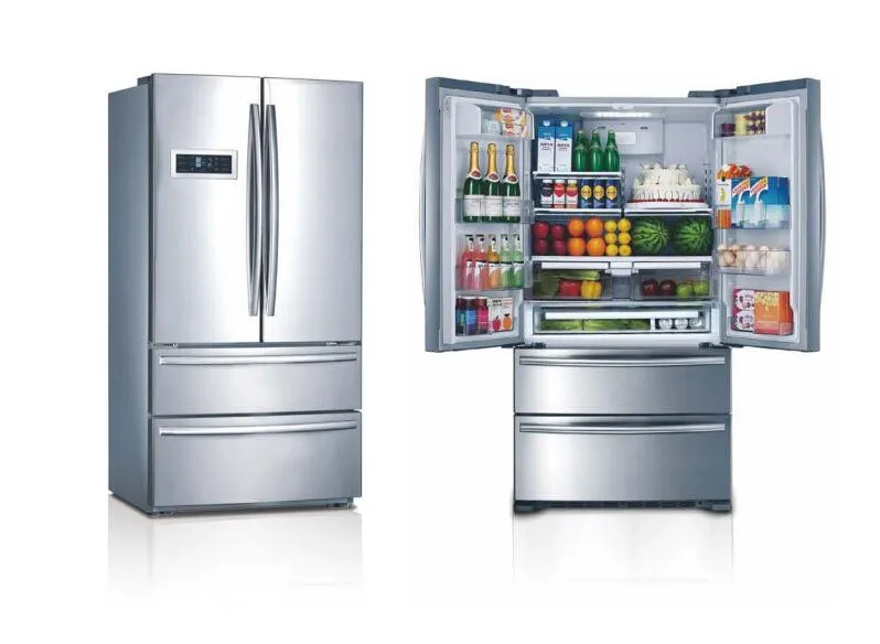 French Door Stainless Steel Compressor Home Refrigerator Rridge with Ice Maker