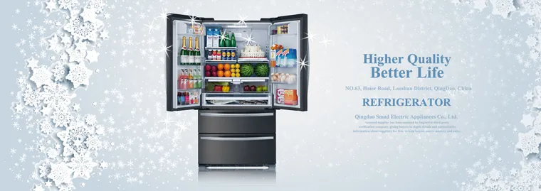 French Door Stainless Steel Compressor Home Refrigerator Rridge with Ice Maker