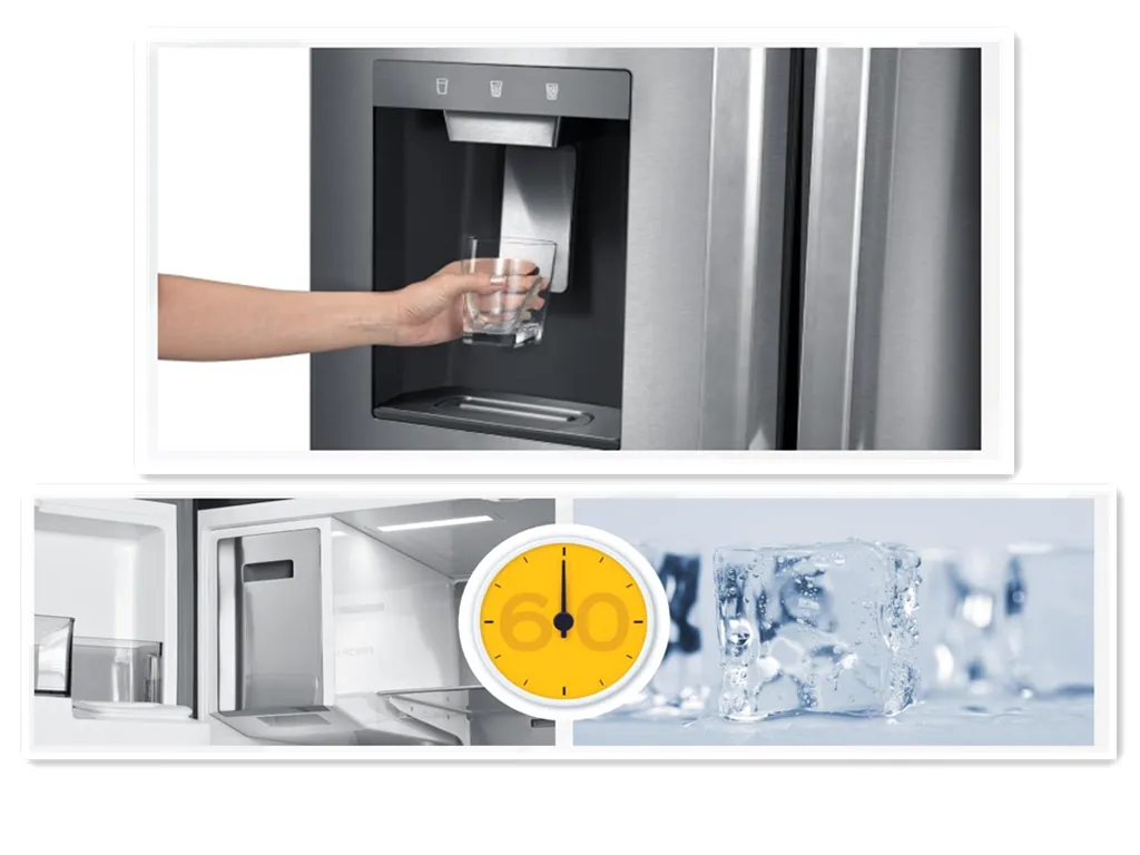 Inverter French Door Stainless Steel Inner Water Filter Refrigerator with Ice Maker