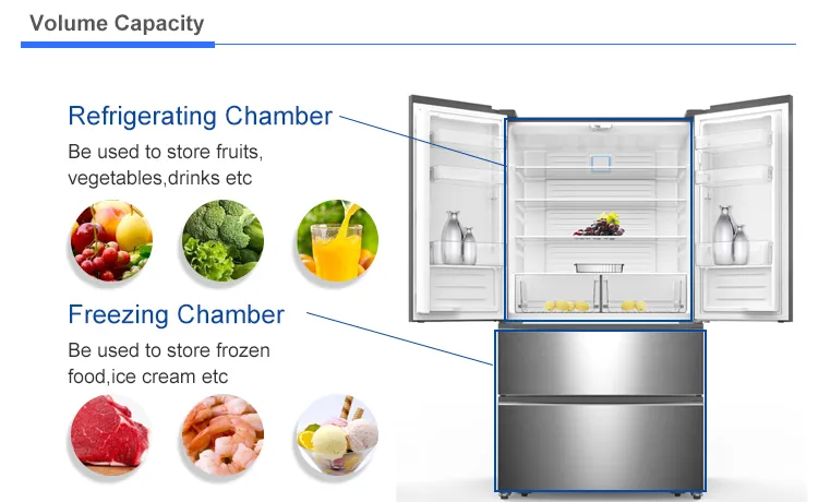 558L Eco-Friendly Home Use Low Noise Frost Free French Door Kitchen Refrigerator