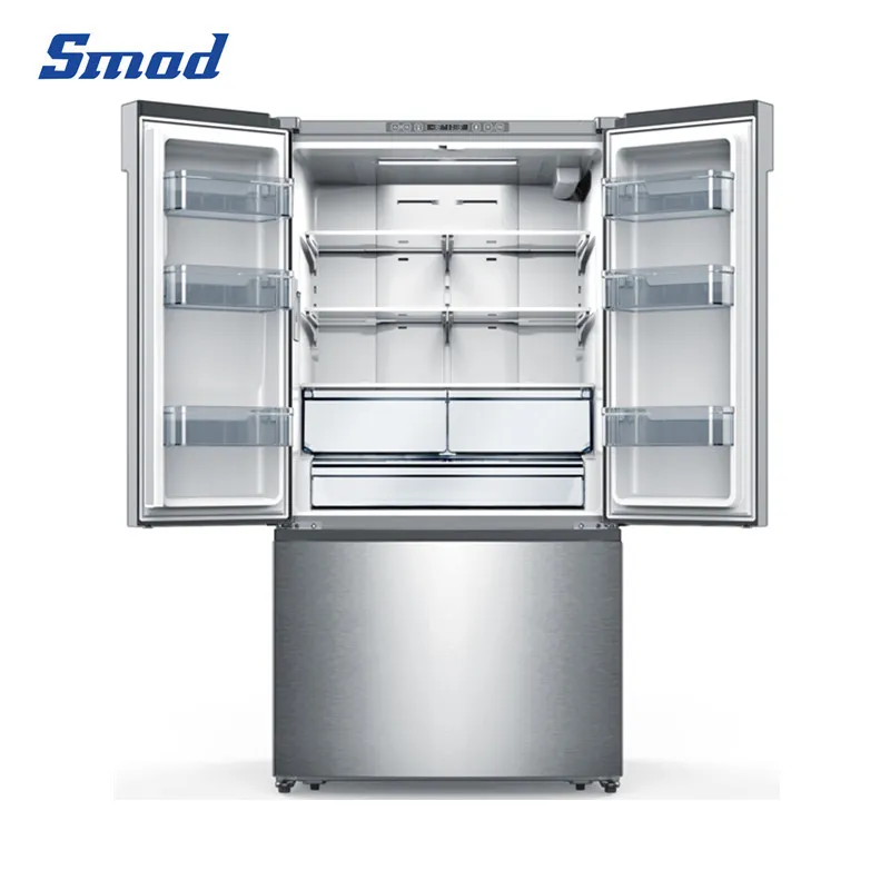 Stainless Steel French Side by Side Door Refrigerator with Ice Maker