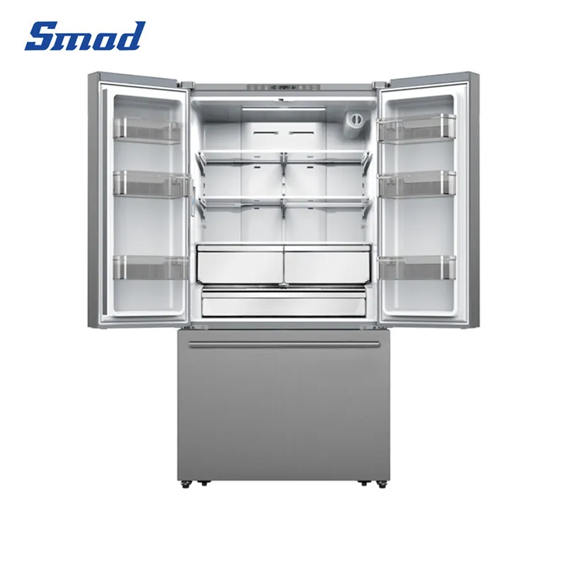 Stainless Steel French Side by Side Door Refrigerator with Ice Maker