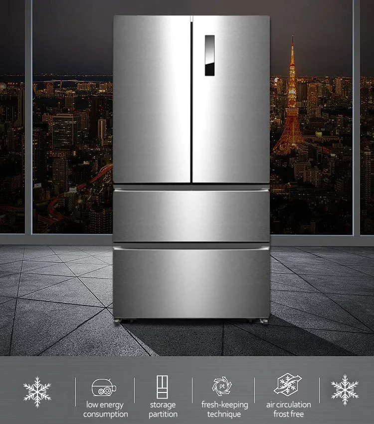 600mm Standard Depth White Color French Door Built in Refrigerator