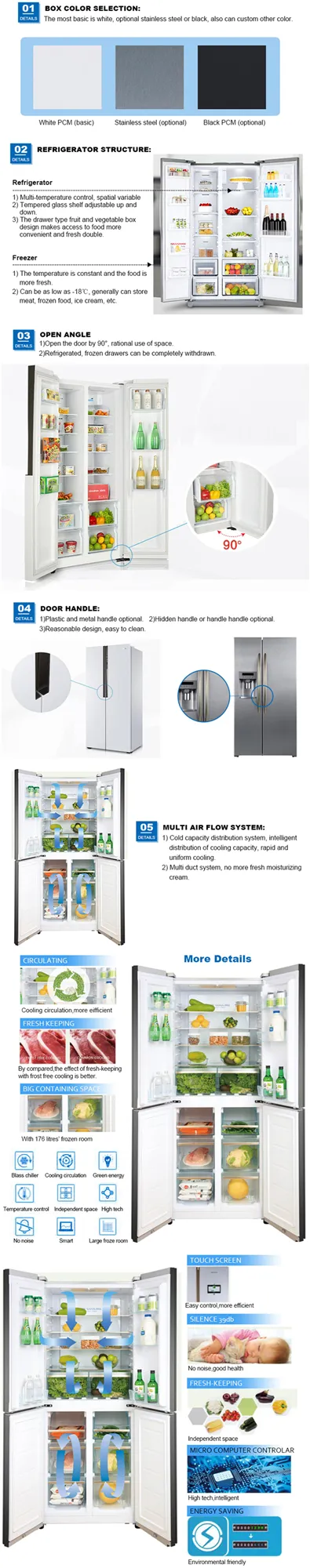 High Quality French Door 4 Door No Frost Refrigerator