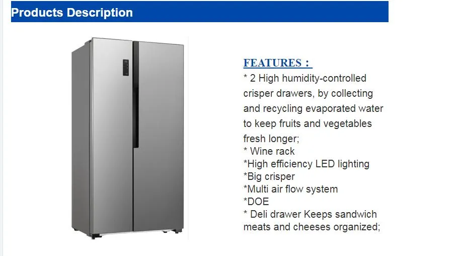 Home Use 550L Side by Side French Door Refrigerator