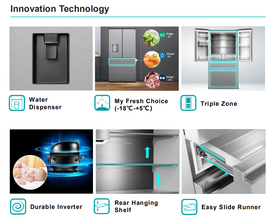 740L Low Power Consumption R600A Gas French Door Luxury Refrigerator Home