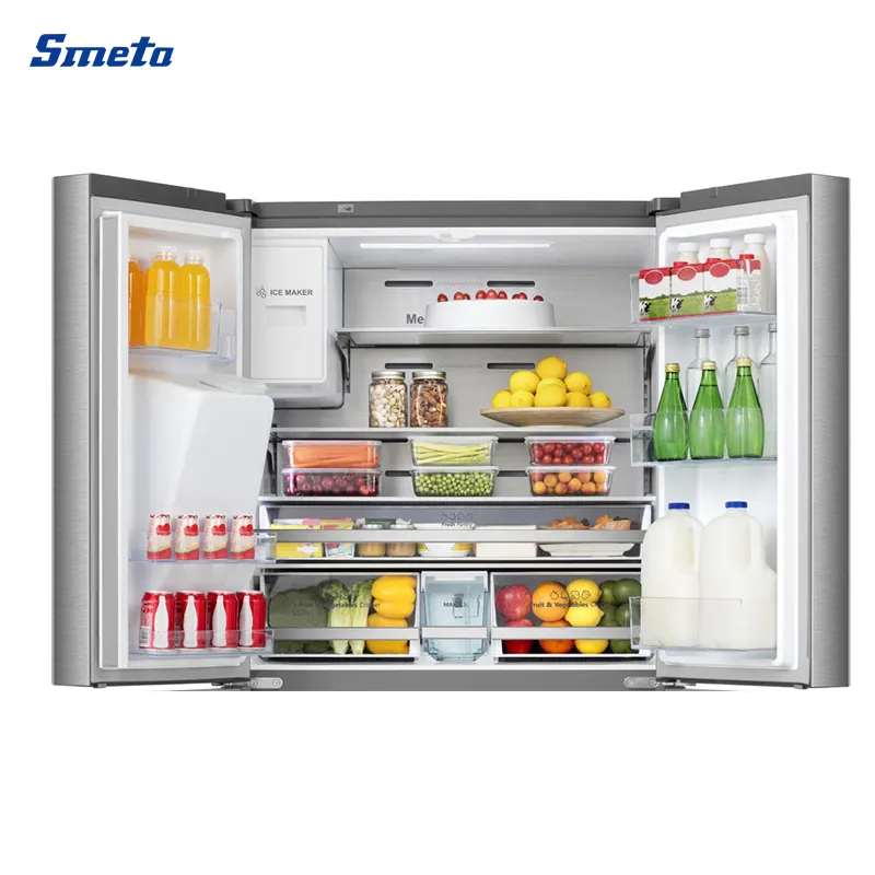 Smeta OEM No Frost Inverter Stainless Steel French Door Refrigerator with 4 Doors