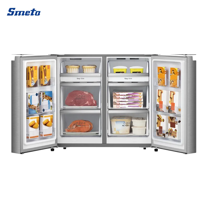 Smeta OEM No Frost Inverter Stainless Steel French Door Refrigerator with 4 Doors