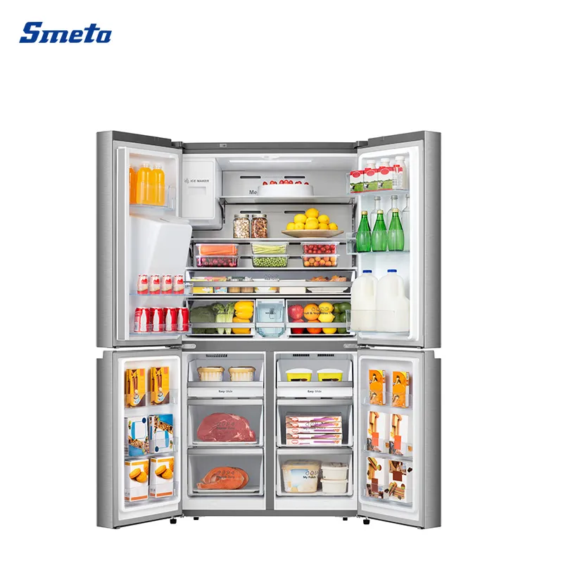 Smeta OEM No Frost Inverter Stainless Steel French Door Refrigerator with 4 Doors