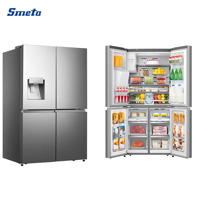 Smeta OEM No Frost Inverter Stainless Steel French Door Refrigerator with 4 Doors
