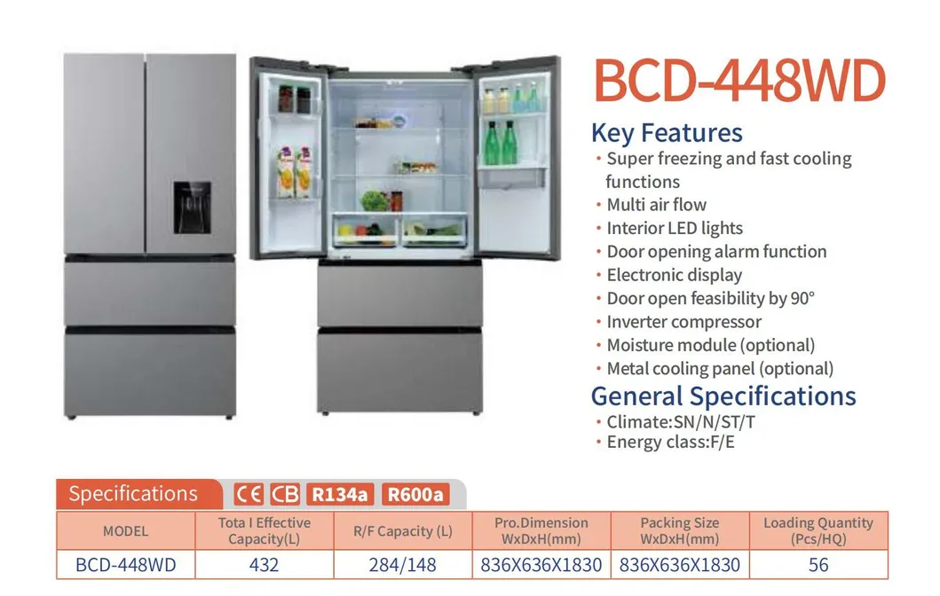 Farstar Big Size Defrost French Door Household Refrigerator with Popular Design