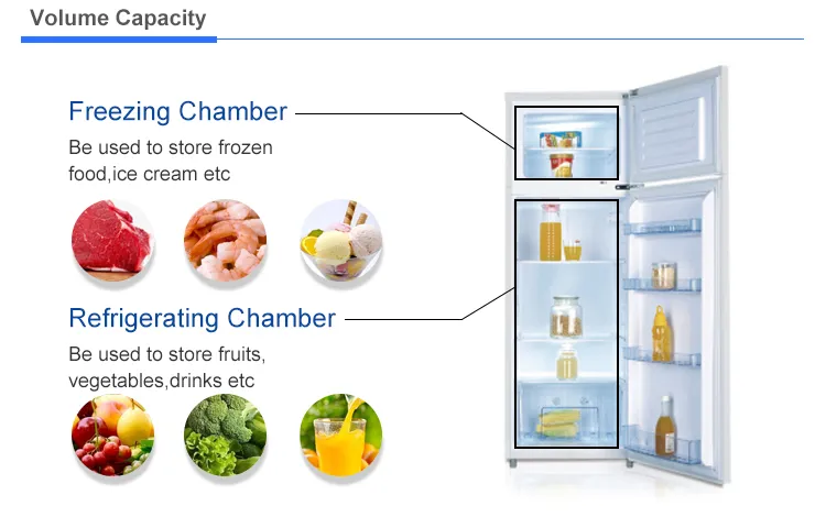 212L Big Capacity Double Door Fridge Refrigerator Double Door Refrigerator with Freezer