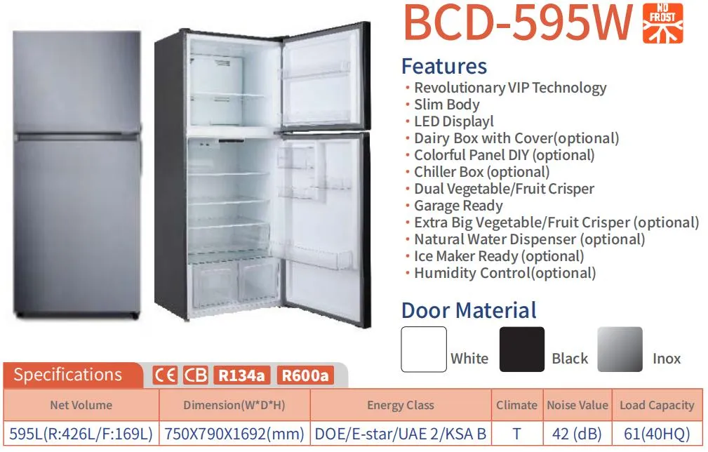 Bcd-585W Factory Direct Sales of Household No Frost Fridge Double Door Refrigerators for Home