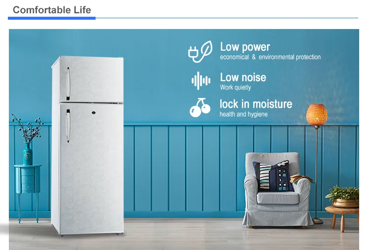 302L 550mm Width Upright Double Glass Door Refrigerator Top Freezer Fridge