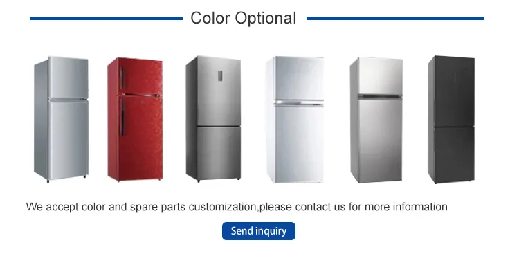 302L 550mm Width Upright Double Glass Door Refrigerator Top Freezer Fridge