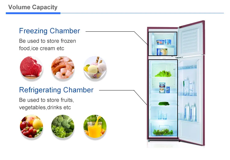 302L 550mm Width Upright Double Glass Door Refrigerator Top Freezer Fridge