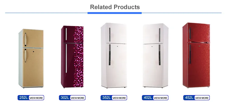 302L 550mm Width Upright Double Glass Door Refrigerator Top Freezer Fridge