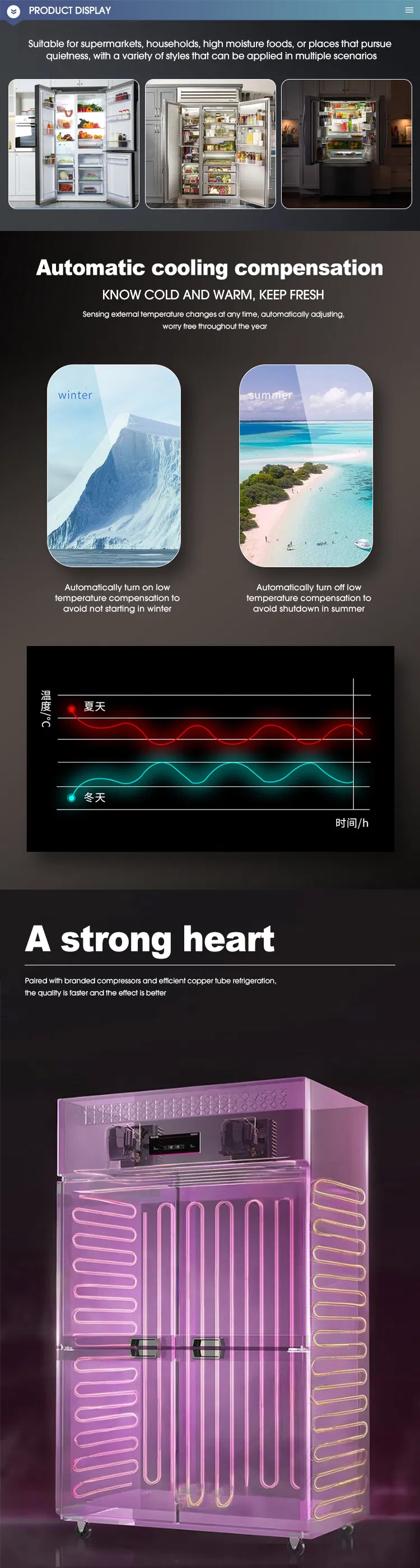 Large Capacity Big Chill Kitchen Appliance Drawers Water Dispenser No Frost French Double Door Bottom Freezer Refrigerator