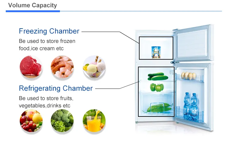 80L Top Freezer Double Door Fridge Mini Refrigerator
