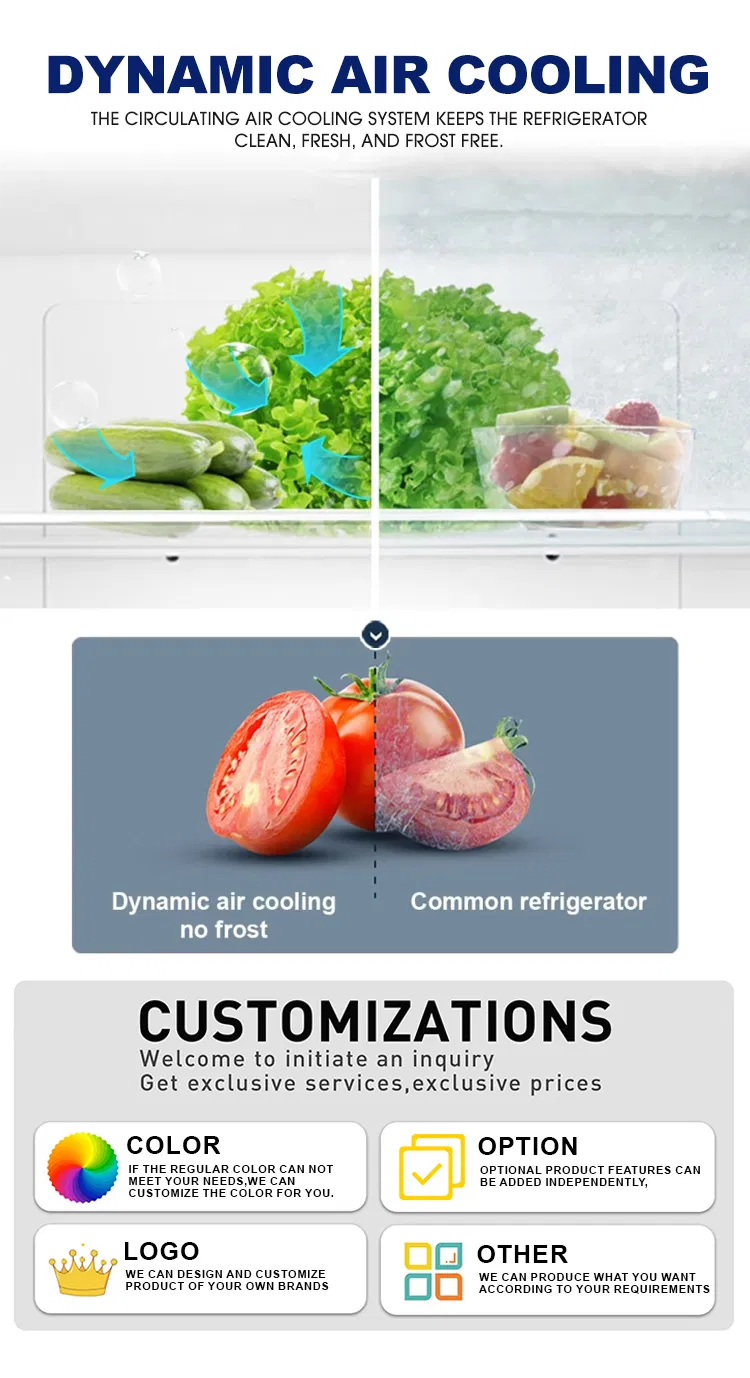 Yunlei-Top Freezer Double Door Defrost Friger Refrigerator Bcd-263