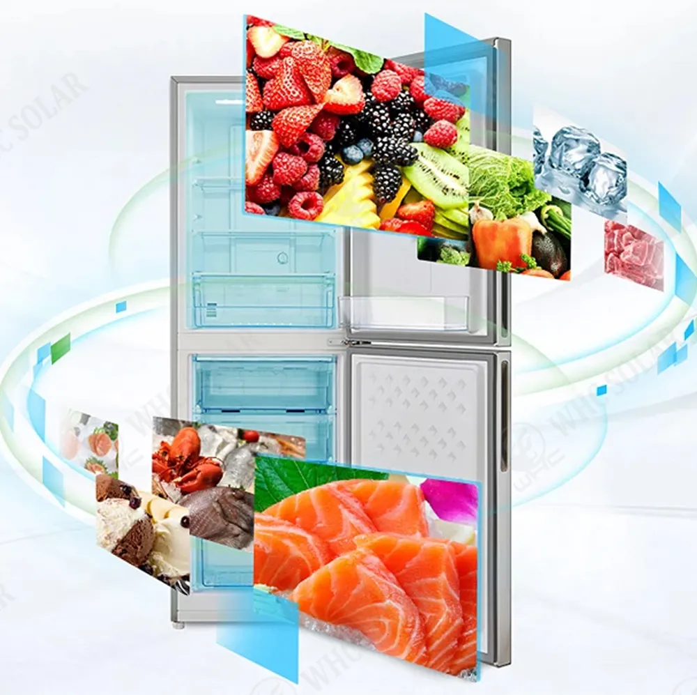 50L 90L 98L 108L 118L 142L Upright Home Double Door 12V 24V DC Compressor AC Kerosene LPG Gas Powered Stainless Steel Fridge Absorption Top Freezer Refrigerator