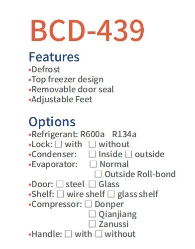 Bcd-439 Double Door Refrigerator for Home Use