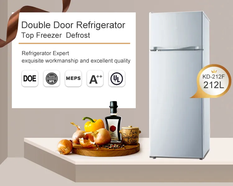 210L Defrost Double Door Top Freezer Refrigerator with Water Dispenser