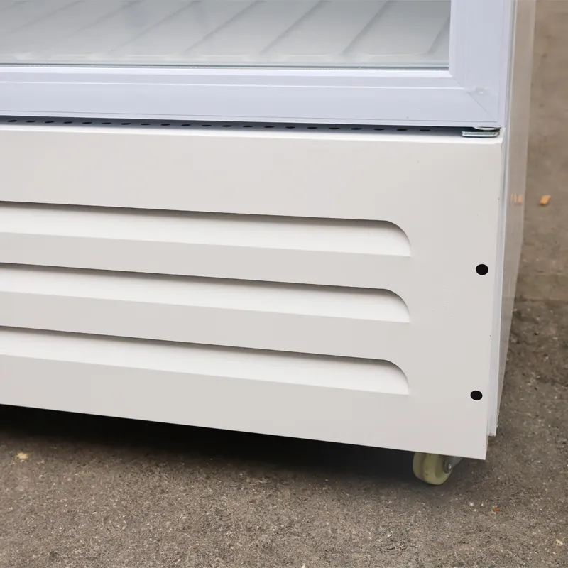 Double Glass Door Vertical Upright Cooler Beverage Refrigerator