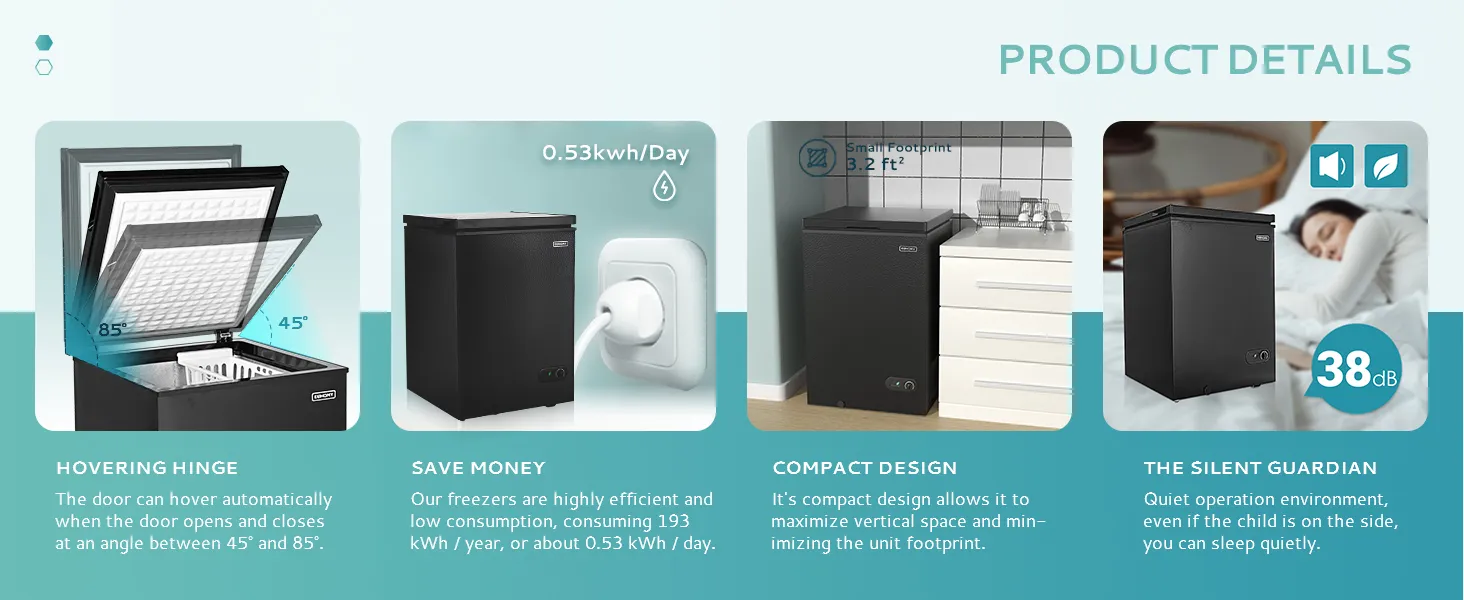 Mini Fridge with Insulated Door Seal and 90L Capacity