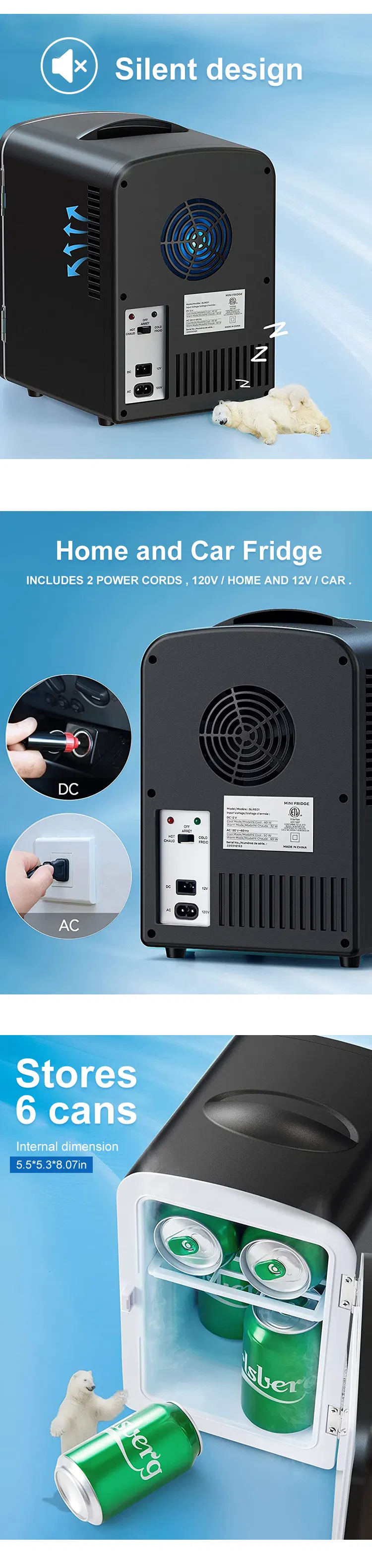 4L Mini Prtable Drinks Refrigerator Cooler Beauty Fridge