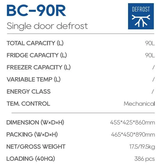 90L Retro Refrigerator Portable Mini Compact Small Fridge