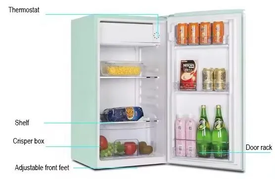 90L Retro Refrigerator Portable Mini Compact Small Fridge