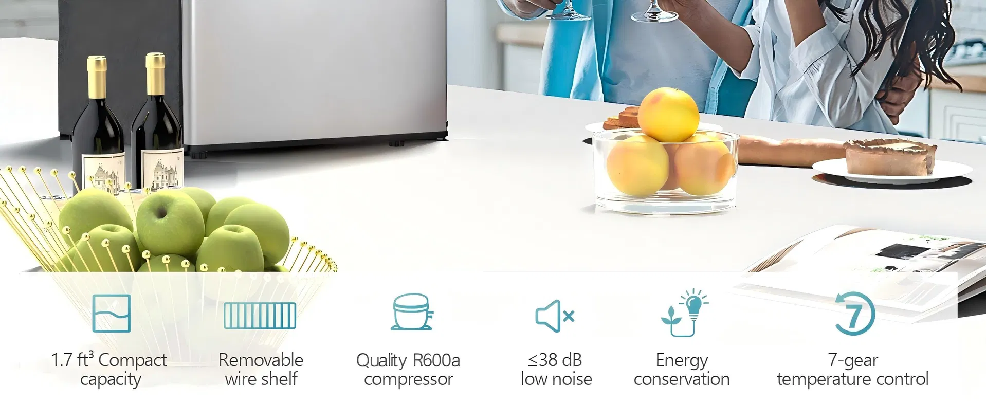 Energy Efficient Mini Fridge with Built-in Freezer for Small Areas