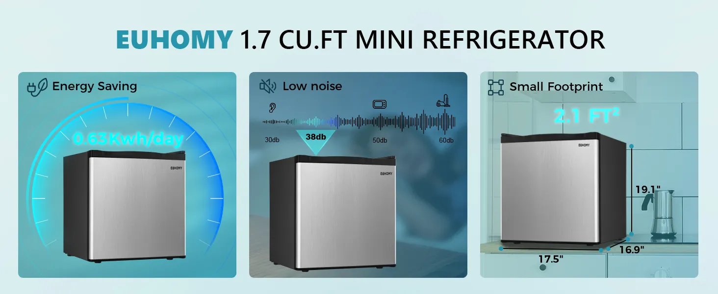 Energy Efficient Mini Fridge with Built-in Freezer for Small Areas