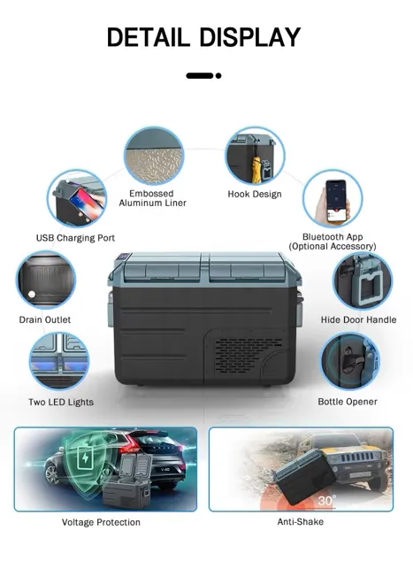 Waycool Dual Zones Single Control Digital Fridge Mini Car Fridge for Vegetables/Fruit/Camping/Outdoor/SUV/Travel