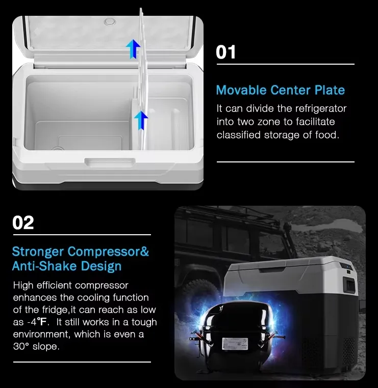 Waycool Dual Zones Single Control Digital Fridge Mini Car Fridge for Vegetables/Fruit/Camping/Outdoor/SUV/Travel
