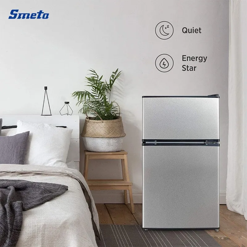 4.5cuft/ 127L White Gray Mini Double Door Refrigerator/ Fridge
